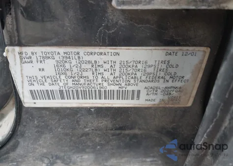 2002 Toyota Rav4 из США, поврежденный, VIN JTEGH20V920061960